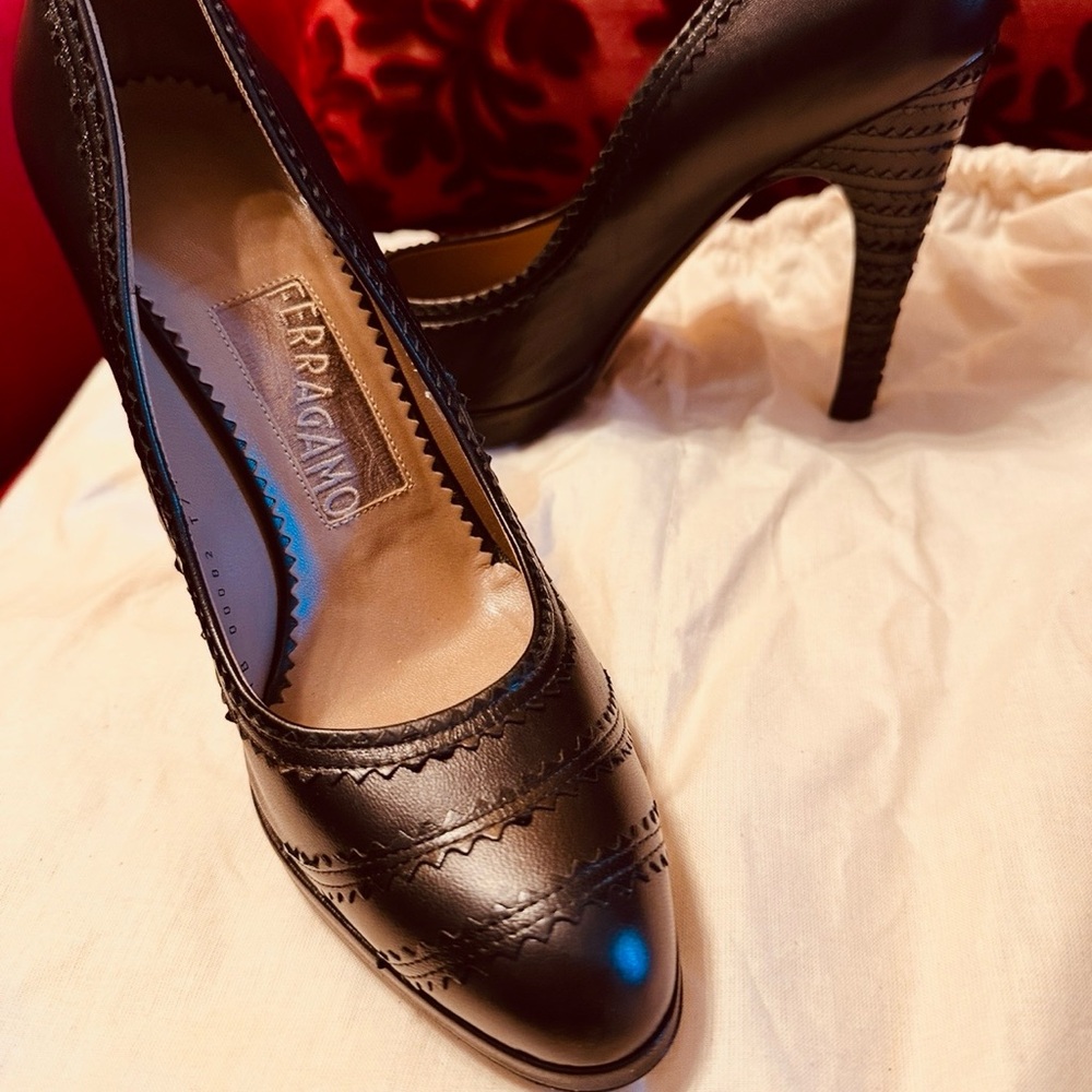 Salvatore Ferragamo Black Leather Heels